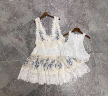 Women’s Fashion Lace Stitching Dress Vest Suit